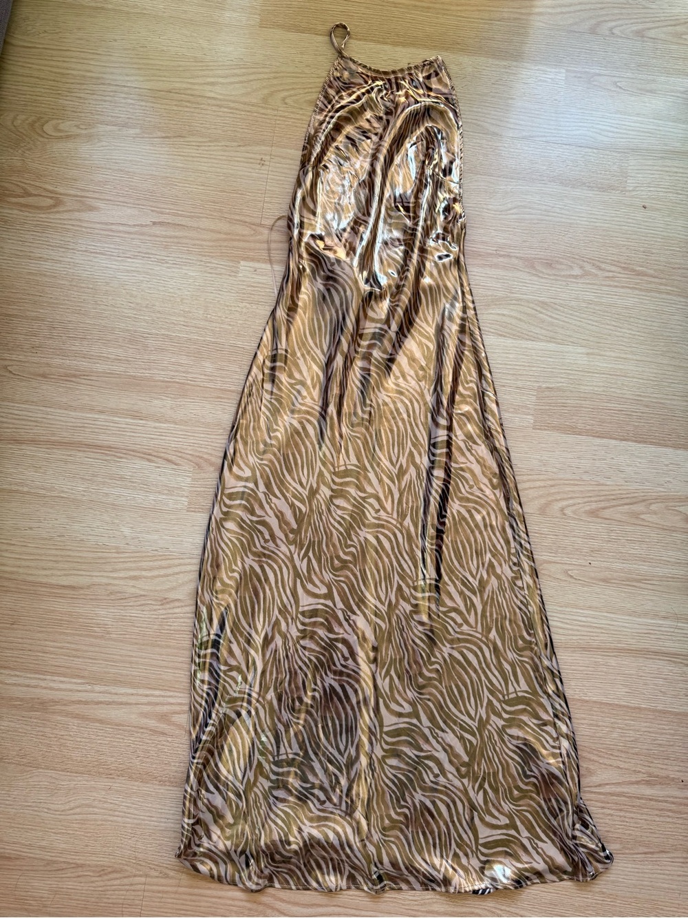 Zara Beige and Brown Animal-Print Midi Dress - Picture 2 of 6